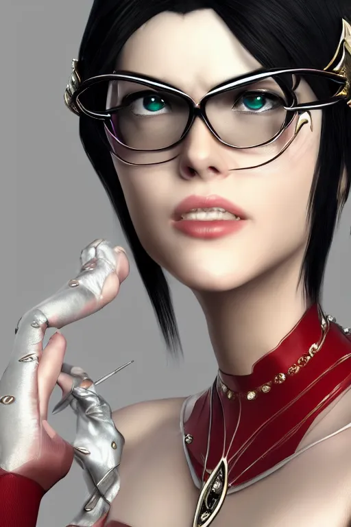 Image similar to Bayonetta , pretty face, ultra detailed, 8k ,character ,realistic, portrait, hyperrealistic