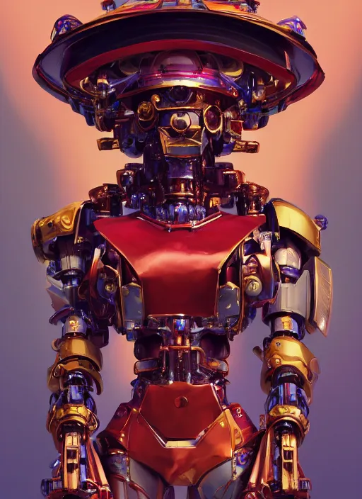 Image similar to an anthropomorphic beautiful mecha female wizard portrait holding a staff wearing colourful robe, fine art, award winning, intricate, elegant, sharp focus, octane render, hyperrealistic, cinematic lighting, highly detailed, digital painting, 8 k concept art, art by jamie hewlett and z. w. gu, masterpiece, trending on artstation, 8 k