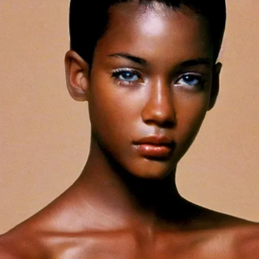 Image similar to aesthetic photo of a beautiful 1 9 8 7 black young female model, trending on pinterest