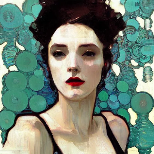 Prompt: mandelbulb portrait of a beautiful woman by gil elvgen, greg manchess, mucha, liepke, apollonia saintclair