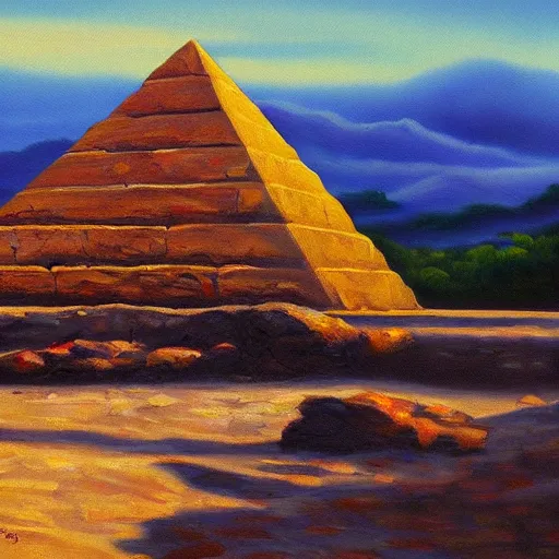 oil painting of pyramid sunny day sun Stable Diffusion