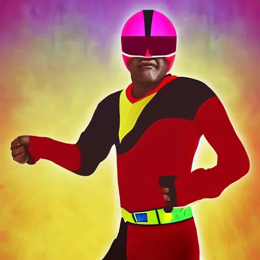 Prompt: lawrence fishburne as the traffic light power ranger, digital art, highly detailed