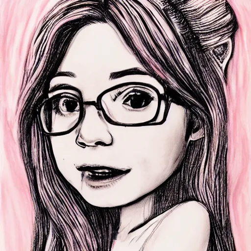 Prompt: belle delphine hand drawn portrait