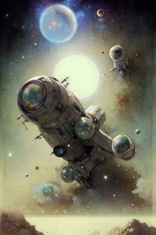 Image similar to ( ( ( ( ( 1 9 5 0 s retro science fiction outer space landscape. muted colors. ) ) ) ) ) by jean - baptiste monge!!!!!!!!!!!!!!!!!!!!!!!!!!!!!!