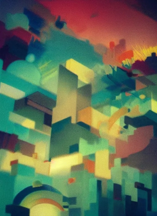 Prompt: Light, buildings, abstract, clouds, painterly. symmetrical:: sea, bursts of colors:: rendered in octane, 8k post-processing:: volumetric lighting, smoke tendrils, light leak, chromatic aberration, glowing glass bulbs, pastel colored smoke, gradient, abstract transcendental microbiome, suprematism, by Wassily Kandinsky, Agnes Pelton, Mondrian, el lissitzky, rothko, Syd Mead, Ljuba Popovic, Odilon Redon, Miles Johnston, Agnes Pelson, Ryan Burke, Moebius, Phillip Loutherbourg, Salmon Khoshroo, Lee Griggs, Timothy Von Rueden