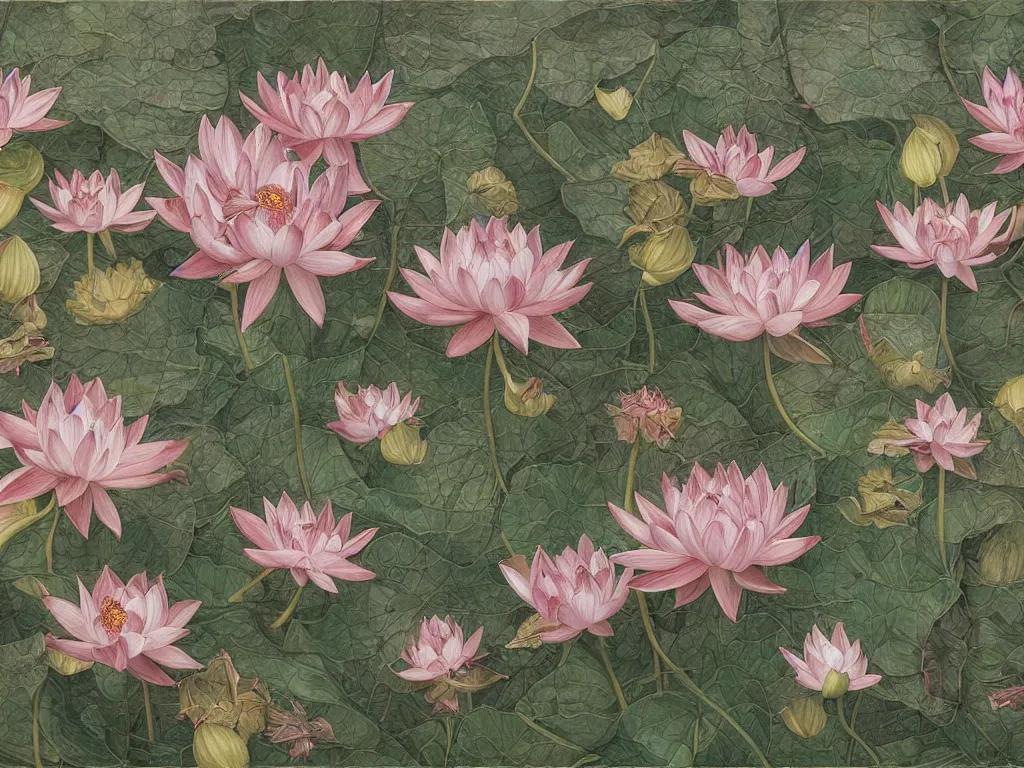 Image similar to a chaotic windy tornado of sacred lotus flowers, intricate details, aesthetically pleasing and harmonious natural colors, art by tiffany bozic, impressionism, detailed