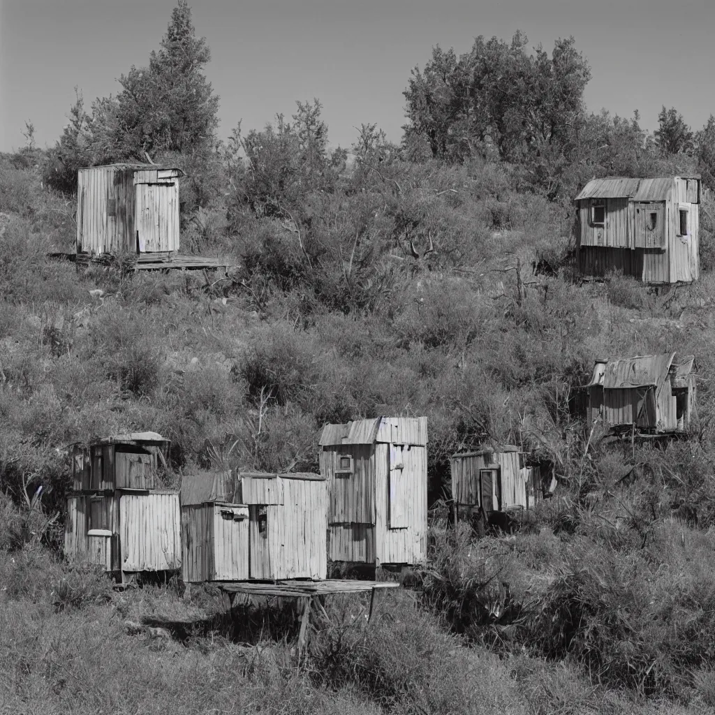 Prompt: two large towers, made up of makeshift squatter shacks, misty, mamiya rb 6 7, very detailed, photographed by ansel adams