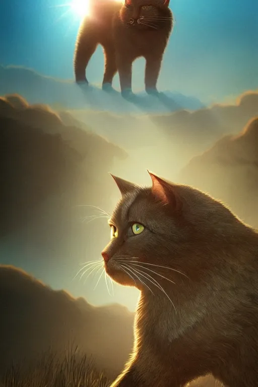 Image similar to a movie poster for warrior cats by wayne mclouglin, depth of field, sun flare, hyper realistic, very detailed, backlighting, trending on artstation