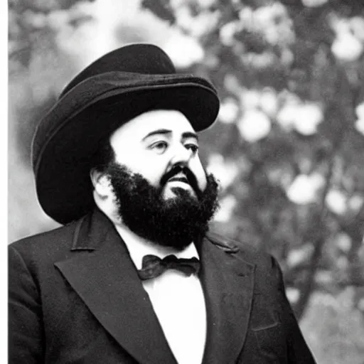 Image similar to a photo of Pavarotti when he was a cat