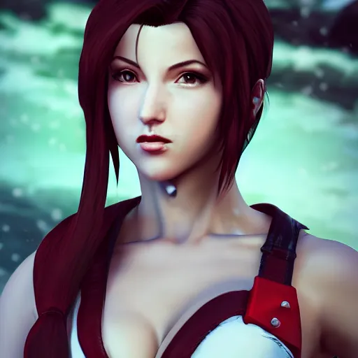Prompt: A comic book style portrait painting of a Tifa Lockheart in a winter landscape, unreal 5, DAZ, hyperrealistic, octane render, RPG portrait, ambient light, dynamic lighting