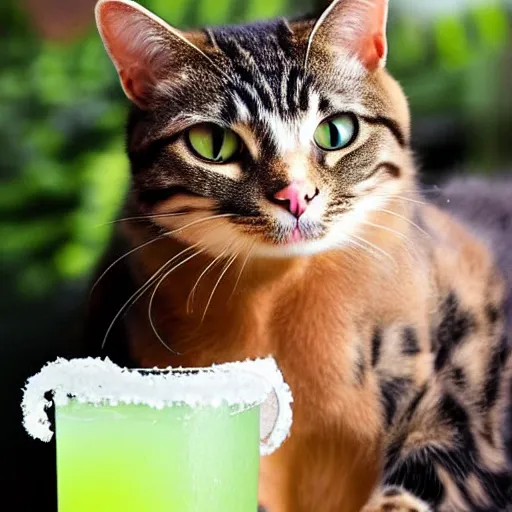 Prompt: a cat drinking a margarita
