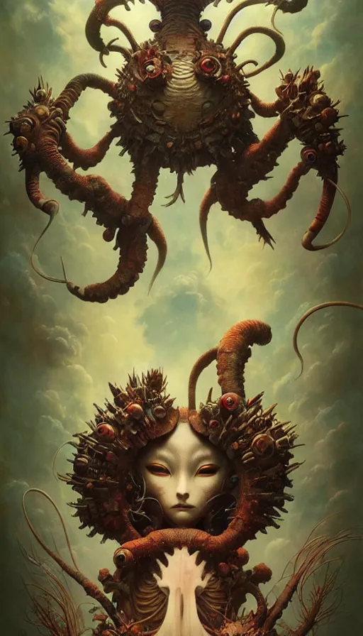 Image similar to exquisite imaginative imposing weird creature movie poster art humanoid anime movie art by : : james jean weta studio tom bagshaw frank frazetta studio ghibli