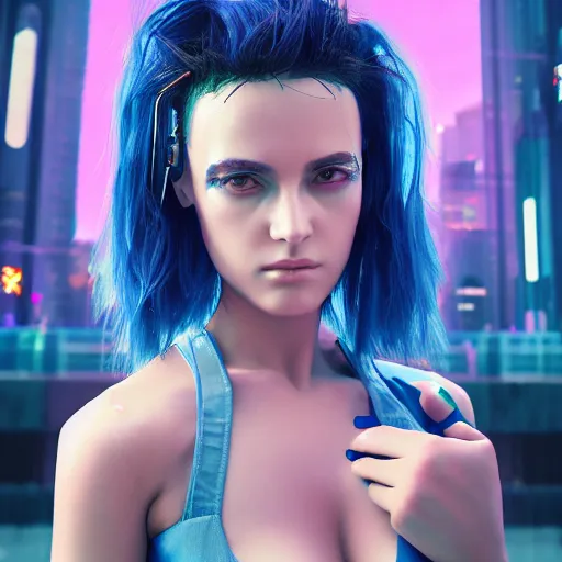 Image similar to the cyberpunk girl portrait, render, octane, 4k, highly detailed, vivid colors, high definition, Johanna, Martine