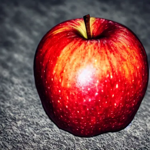 Image similar to an apple made of goat leather, close up, award winning digital photography