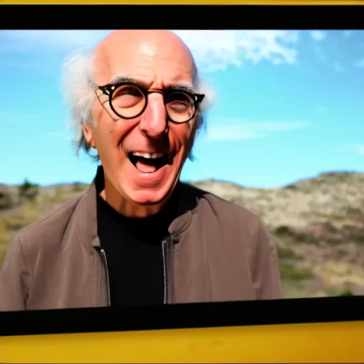 Image similar to Larry David freaking out during a datura trip, 1080p video screenshot