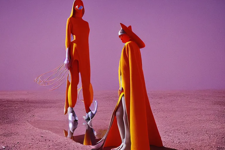 Image similar to fashion editorial photography in a world inspired by jean giraud moebius