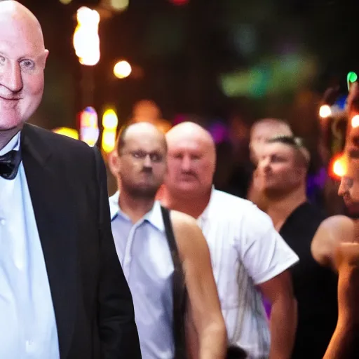 Image similar to Steve Balmer, LA night club. Paparazzi photo, 2018.