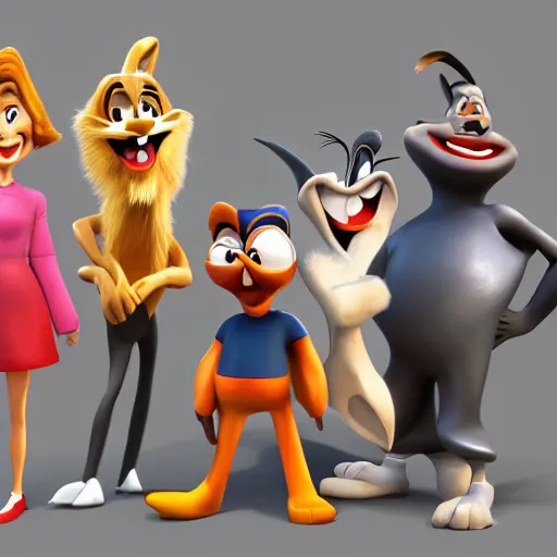 Image similar to the cast of looney tunes reimagined in a hyper - realistic unreal engine 5 heavy render