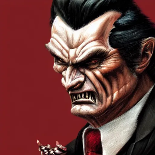 Image similar to portrait of trump dracula, wolverine, intricate, elegant, highly detailed, centered, grungy, digital painting, artstation, concept art, smooth, sharp focus, boris vallejo