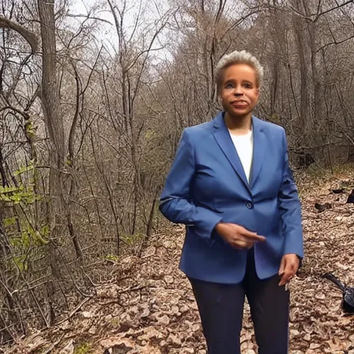 Image similar to chicago mayor lori lightfoot spotted on woodland trail cam at 2:00am