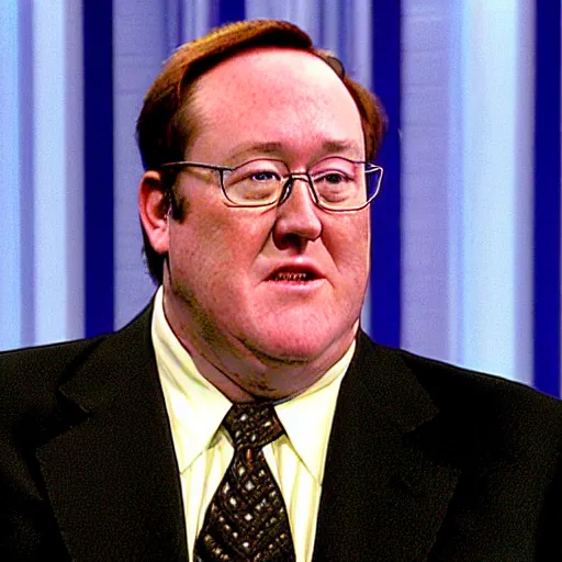Prompt: 2 0 0 7 john lasseter wearing a black suit and necktie giving an interview for dramatic documentary. his face is wet with tears, emotional, off - screen tv shot.