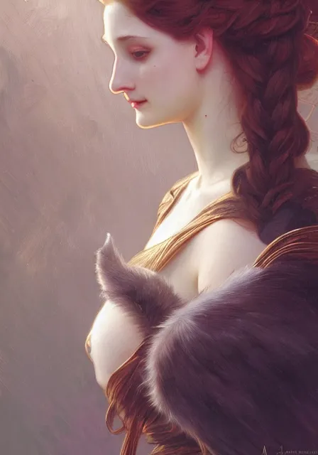 Prompt: sansa - furry, intricate, elegant, highly detailed, digital painting, artstation, concept art, smooth, sharp focus, illustration, art by artgerm and greg rutkowski and alphonse mucha and william - adolphe bouguereau