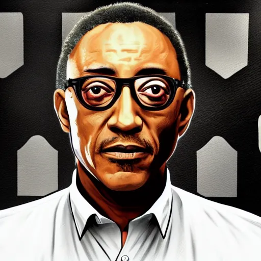 Prompt: giancarlo esposito in the style of the gta v loading screen, accurate, 4 k