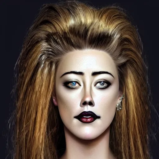 Image similar to a [ gourd ] carved shaped to look like ( amber heard face ) hybrid intercross