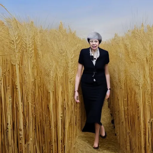 Image similar to theresa may walking in a field of wheat