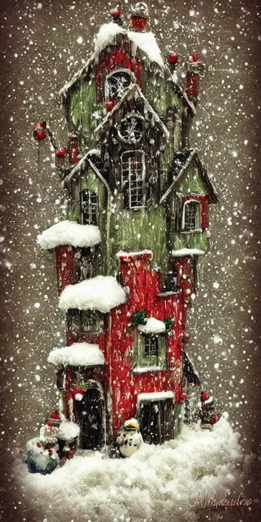 Prompt: a christmas snowman house by alexander jansson