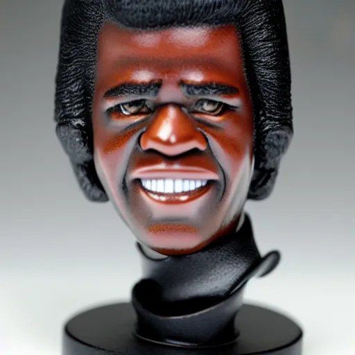 Image similar to a porcelain figurine of james brown, product shot