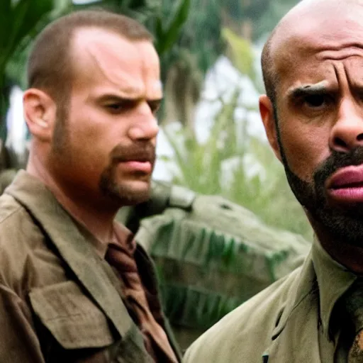 Image similar to cinematic still of kirk lazarus character in tropic thunder movie