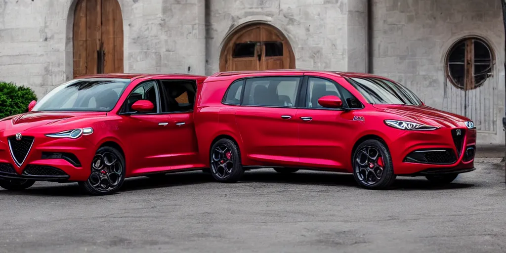 Image similar to 2022 Alfa Romeo Minivan, red