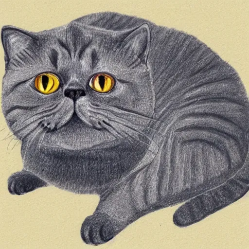 Prompt: a british shorthair cat, drawn by Michaelangelo