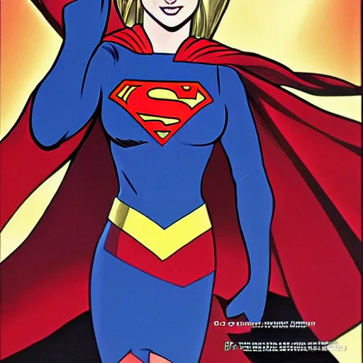 Prompt: supergirl in a black supersuit, high detail, dc comics, dc