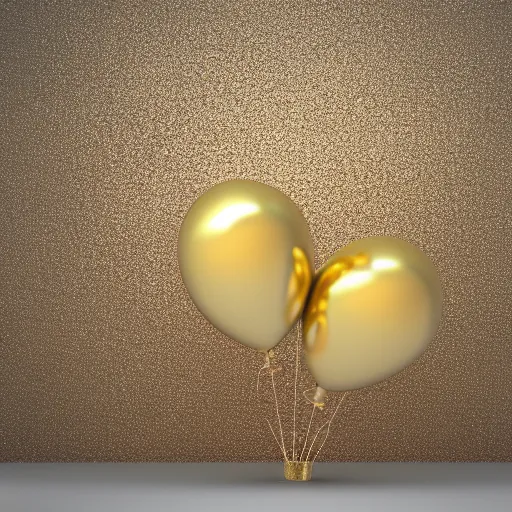 Prompt: 3D render of a Gold balloon dog, white background