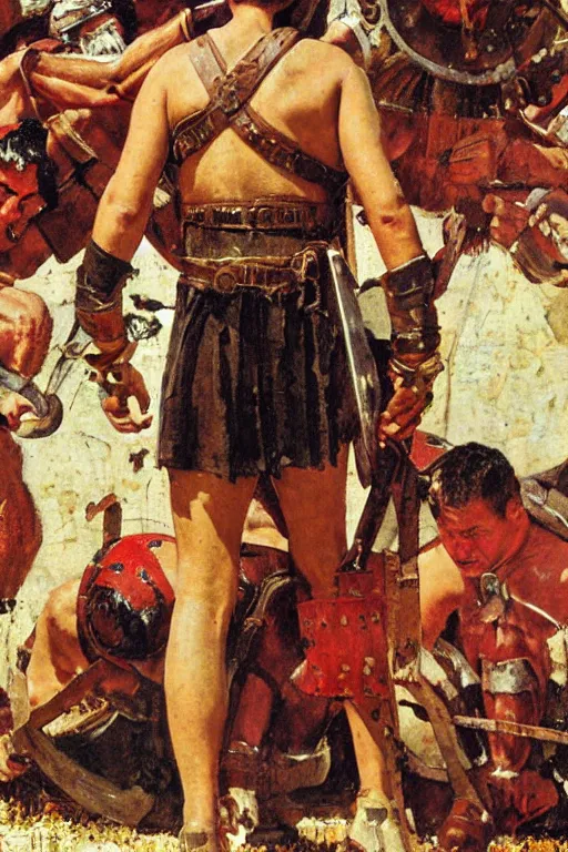 Image similar to Gladiator painted by Norman Rockwell