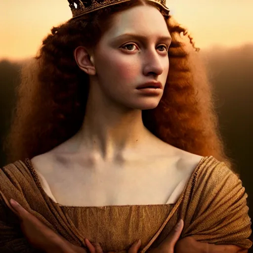 Image similar to photographic portrait of a stunningly beautiful queen of the arctice empire renaissance female in soft dreamy light at sunset, contemporary fashion shoot, by edward robert hughes, annie leibovitz and steve mccurry, david lazar, jimmy nelsson, breathtaking, 8 k resolution, extremely detailed, beautiful, establishing shot, artistic, hyperrealistic, beautiful face, octane render