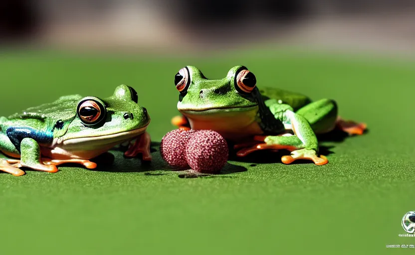 Image similar to frogs playing polo, highly detailed, extremely high quality, hd, 4 k, 8 k, professional photographer, 4 0 mp, lifelike, top - rated, award winning, cinematic, realistic, detailed lighting, detailed shadows, sharp, no blur, edited, corrected, trending