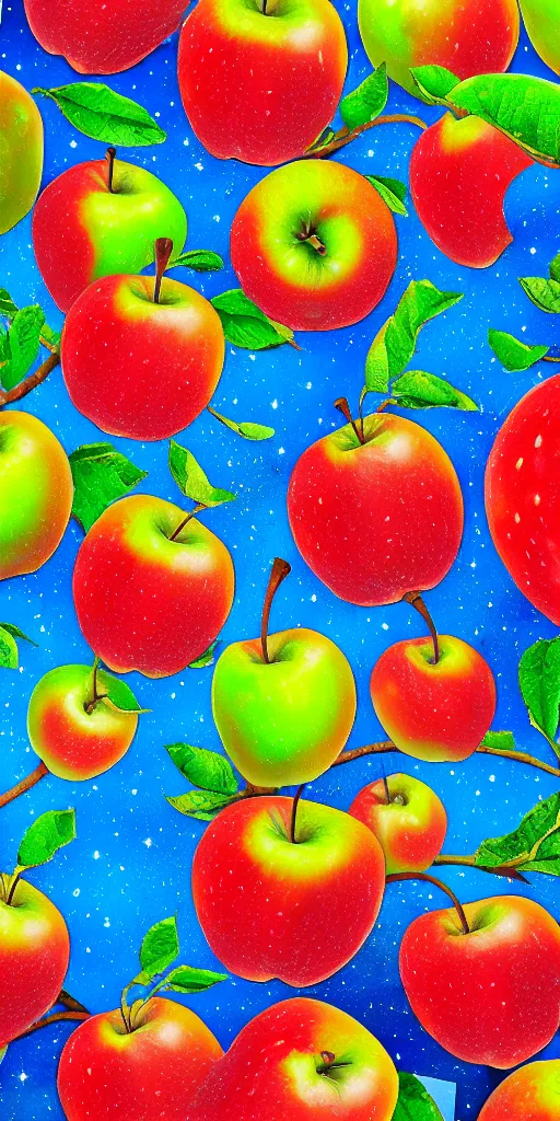 Prompt: a mural of an apple galaxy