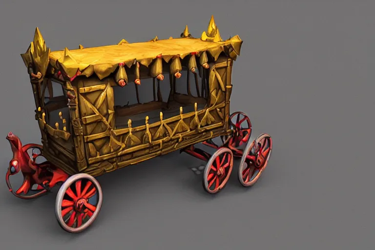 Image similar to 3d sculpt of a gothic circus wagon, artstaton, League of Legends, red dead redemption2, overwatch, digital illustration