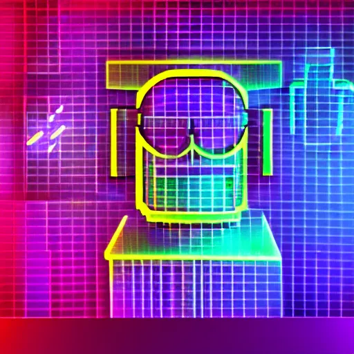 Prompt: robot surrealism with cubist neon light-trail chromatic aberration