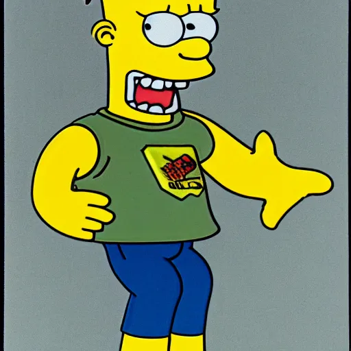 Image similar to a highly detailed color photograph of Bart Simpson as a real human boy