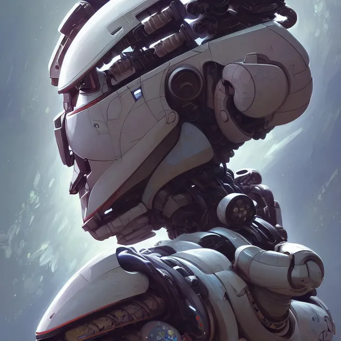 Image similar to symmetry!! portrait of a robot astronaut, floral! horizon zero dawn machine, intricate, elegant, highly detailed, digital painting, artstation, concept art, smooth, sharp focus, illustration, art by artgerm and greg rutkowski and alphonse mucha, 8 k