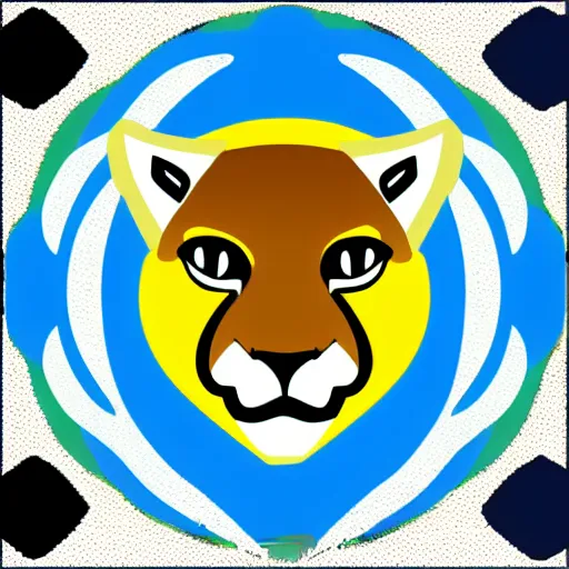 Image similar to blue and yellow icon clip art vector of a cougar