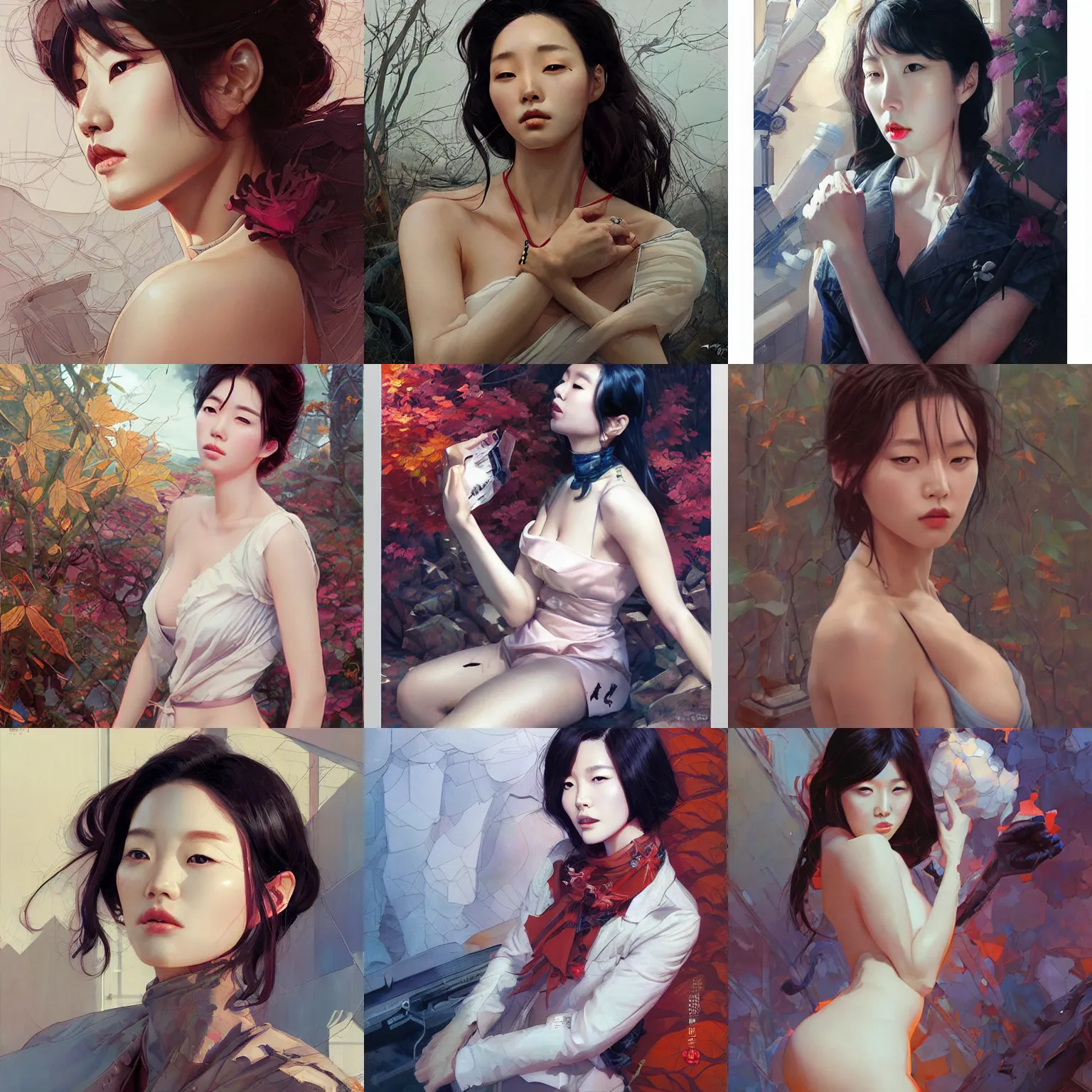 Prompt: lee jin - eun by josan gonzalez, michael garmash, andrew ferez, rule of thirds, seductive look, beautiful