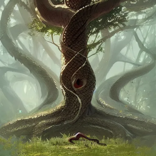 a tree in the shape of a snake, by greg rutkowski | Stable Diffusion |  OpenArt