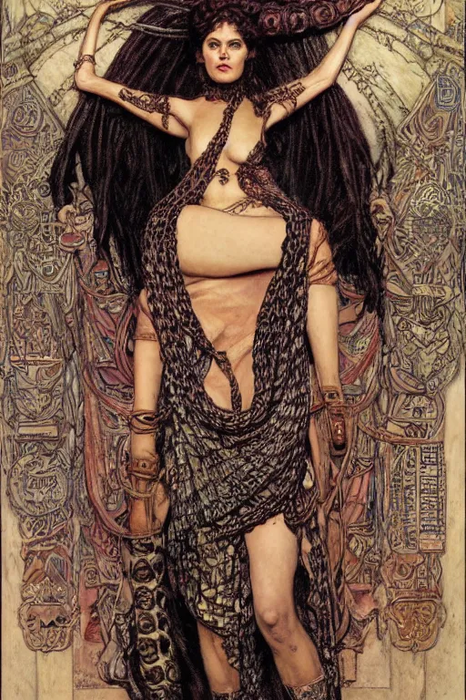 Image similar to full length portrait of serpent woman, by lawrence alma tadema and rick berry and norman rockwell and jason fabok and everett raymond kinstler