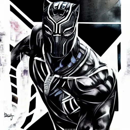 Image similar to chadwick boseman black panther, yoji shinkawa, tattoo design