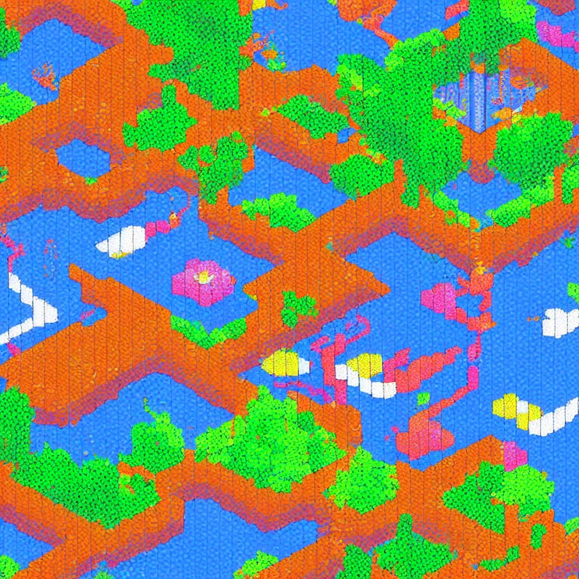 Image similar to a pixel art background for a simple round fountain with koi fish inside, colorful, indie game kickstarter campaign, artstation, beautiful, coherent, long awaited award winning, nominated